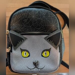 Black and Gray Cat Face Backpack